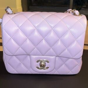 Chanel Purple Quilted Leather Shoulder Bag
